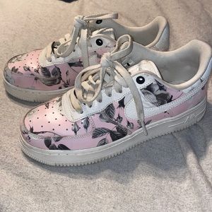 Pink and Black Flower Nike Air Force 1’s
